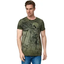 RUSTY NEAL T-Shirt RUSTY NEAL, Herren, Gr. S, grün (khaki), 100% Baumwolle, bedruckt, normal, Rundhals, Shirts T-Shirt, mit coolem Allover-Print