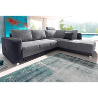 Ecksofa JOCKENHÖFER GRUPPE "Orlando L-Form", schwarz, B:257cm H:82cm T:215cm, Softlux-Kunstleder, im Korpus, Farbe greige: Struktur (45% Polyacryl, 35%Polyester, 20%Baumwolle), Farbe petrol: Struktur in Sitz und Kissen (87% Polyester, 13%Polyacryl), Alca Top (100% Polyester), im Korpus, Alle Farben außer greige + petrol: Struktur in Sitz und Kissen (65% Polyacryl, 35% Polyester), Sofas, mit Bettfunktion, Bettkasten und Federkern, mit 1 oder 3 Kopfstützen