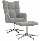 vidaXL Relaxsessel mit Hocker Samt 70 x 75 x 80 cm Grau drehbar