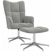 vidaXL Relaxsessel mit Hocker Samt 70 x 75 x 80 cm Grau drehbar