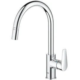 Grohe Bauedge mit herausziehbarem Auslauf Schwenkauslauf, Ausladung 215 mm, chrom