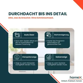 Homex GST6AD-W Tischgeschirrspüler (freistehend, 600 mm, Weiß)