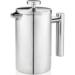 French Press Kanne GEFU "Kaffeebereiter GUSTAVO, 600 ml", silber, B:16,5cm H:18cm T:9cm, Kaffeemaschinen, Kaffeebereiter, Einfaches Zubereiten von duftendem Kaffee und Tee