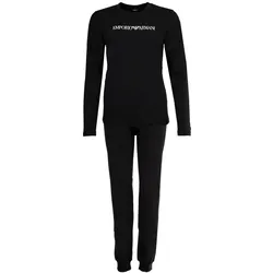 EMPORIO ARMANI Damen Schlafanzug, lang - EVERYDAY COTTON, Pyjama, Cotton Stretch Schwarz S