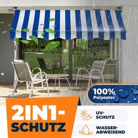 Kesser Klemmmarkise 200 cm blau-weiß