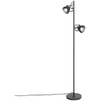 QAZQA Industrielle Stehlampe schwarz 2 Lichter - Emado