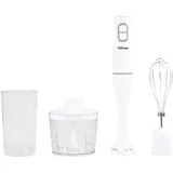 Tristar MX-4851 Stabmixer 350 W mit Zerkleinereraufsatz, Schneebesenaufsatz, mit Mixbecher Weiß