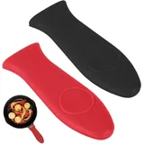 2-teilige Silikon-pfannengriff-unterlagen, Hitzebeständige Silikon-griff-unterlagen, Silikon-topfgriffe, Rutschfeste Schutzhüllen Für Gusseisenpfannen Und -töpfe