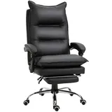 Vinsetto Bürostuhl mit Fußstütze höhenverstellbarer Schreibtischstuhl Drehstuhl Rückenlehne Kunstleder Schwarz 66 x 72 x 122-130 cm Arbeitszimmer, Bürostühle, Drehstühle