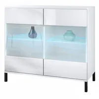 Vladon Kommode, Weiß Hochglanz, 92.5x83.5x35 cm, Wohnzimmer, Kommoden &
