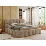 MKS Meble Boxspringbett NIRA mit dekorativem kopfteil, Multipocket-Matratze, und Topper, Polsterbett mit Bettkästen - 120 x 200 cm - Beige