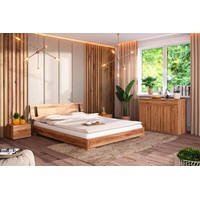 Natur24 Einzelbett Bett Bento 15 Sonderlänge 90x220 Kernbuche Holzkopfteil und Holzbeine braun