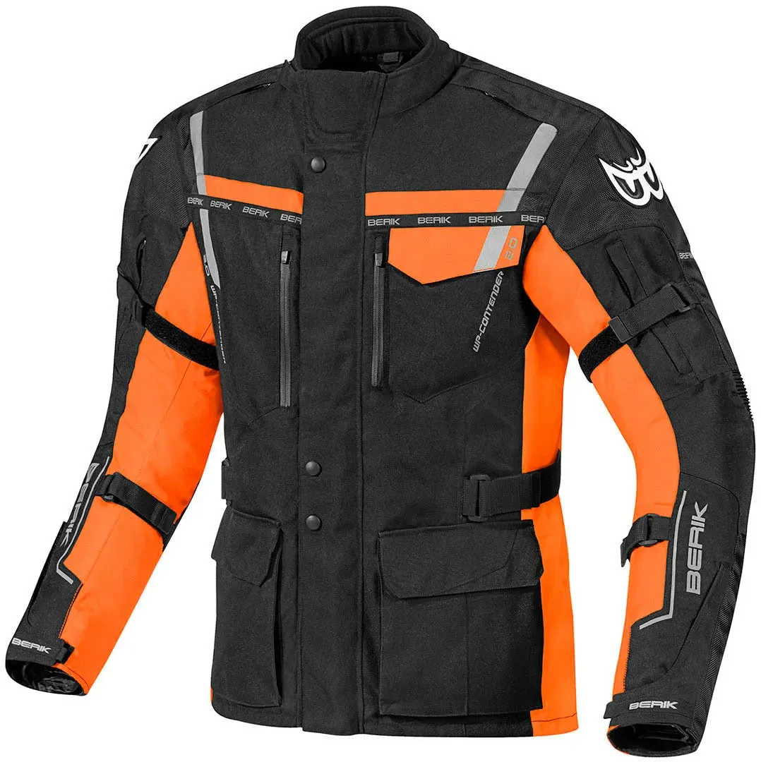 Berik Torino Waterproof Motorrad Textiljacke, schwarz-orange, Größe 48 für Männer