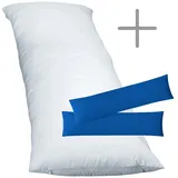 EXKLUSIV HEIMTEXTIL 1 x Füllkissen 40x80 cm + Jersey Kissenbezug 2er Set 40 x 80 cm Royalblau