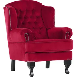 Ohrensessel GUTMANN FACTORY "New Barock", rot, B:87cm H:107cm T:96cm, Sessel