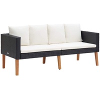 vidaXL Gartensofa 2-Sitzer mit Auflagen Zweisitzer Sofa Lounge Gartenbank Gartenmöbel Sitzgruppe Garten Garnitur Poly Rattan Schwarz