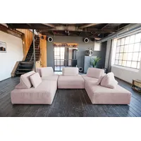 KAWOLA Modulsofa Cord 5-Sitzer Rosa