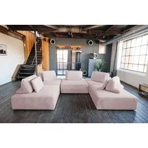 KAWOLA Modulsofa Cord 5-Sitzer Rosa