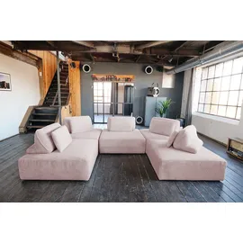 KAWOLA Modulsofa Cord 5-Sitzer Rosa