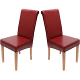 Moderne-Wohnideen Mendler 2x Esszimmerstuhl Lecce II, Leder rot, helle Beine