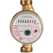 werner schütz Js Einstrahlzähler Wohnungs-wasserzähler Aufputz für Warmwasser Q3 2,5 m3 - Baulänge 110 mm,