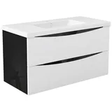 duschspa Waschtisch Waschbecken mit Unterschrank Waschtischunterschrank Smiley, Badmöbel in Breite 50/60/80/90/100 cm schwarz 100 cm x 56 cm x 47 cm