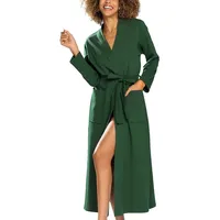 DKaren Women's Bademantel Damen Frottee ohne Kapuze Melisa Clothes, Grün, M - M