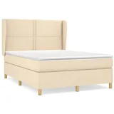vidaXL Boxspringbett mit Matratze Creme 140x200 cm Stoff