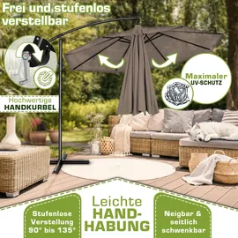 tillvex Ampelschirm Ø 350 cm Cappuccino