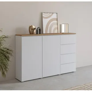 INOSIGN Highboard »Modo, Breite 150 cm, moderne grifflose Kommode 2Türen/4 SK« Schubladenkommode mit viel Stauraum, Einlegeböden verstellbar, weiß