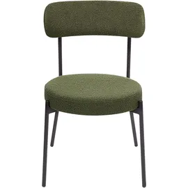 Beliani Esszimmerstuhl 2er Set ALLISON Bouclé Dunkelgrün