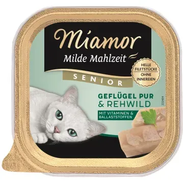 Katzen - Nassfutter MIAMOR Senior Milde Mahlzeit Geflügel pur & Rehwild, 100 g