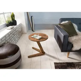 Wohnling Beistelltisch rund Massivholz sheesham 45,0 x 45,0 x 50,0 cm, 1 St.