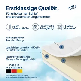 AM Qualitätsmatratzen Premium Latex-Topper 150 x 200 cm