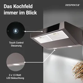 Respekta Dunstabzugshaube 60 cm kopffreie Unterbauhaube Abzugshaube Schwarz Respekta