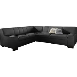 DOMO collection Ecksofa DOMO COLLECTION "Norma, moderne Armlehnen, zeitlos und elegant, Breite 247cm, L-Form", schwarz, B:247cm H:74cm T:212cm, Microfaser PRIMABELLE (100% Polyester);Kunstleder SOFTLUX;Struktur (90% Polyester, 10% Polyacryl);NaturLEDER (echtes