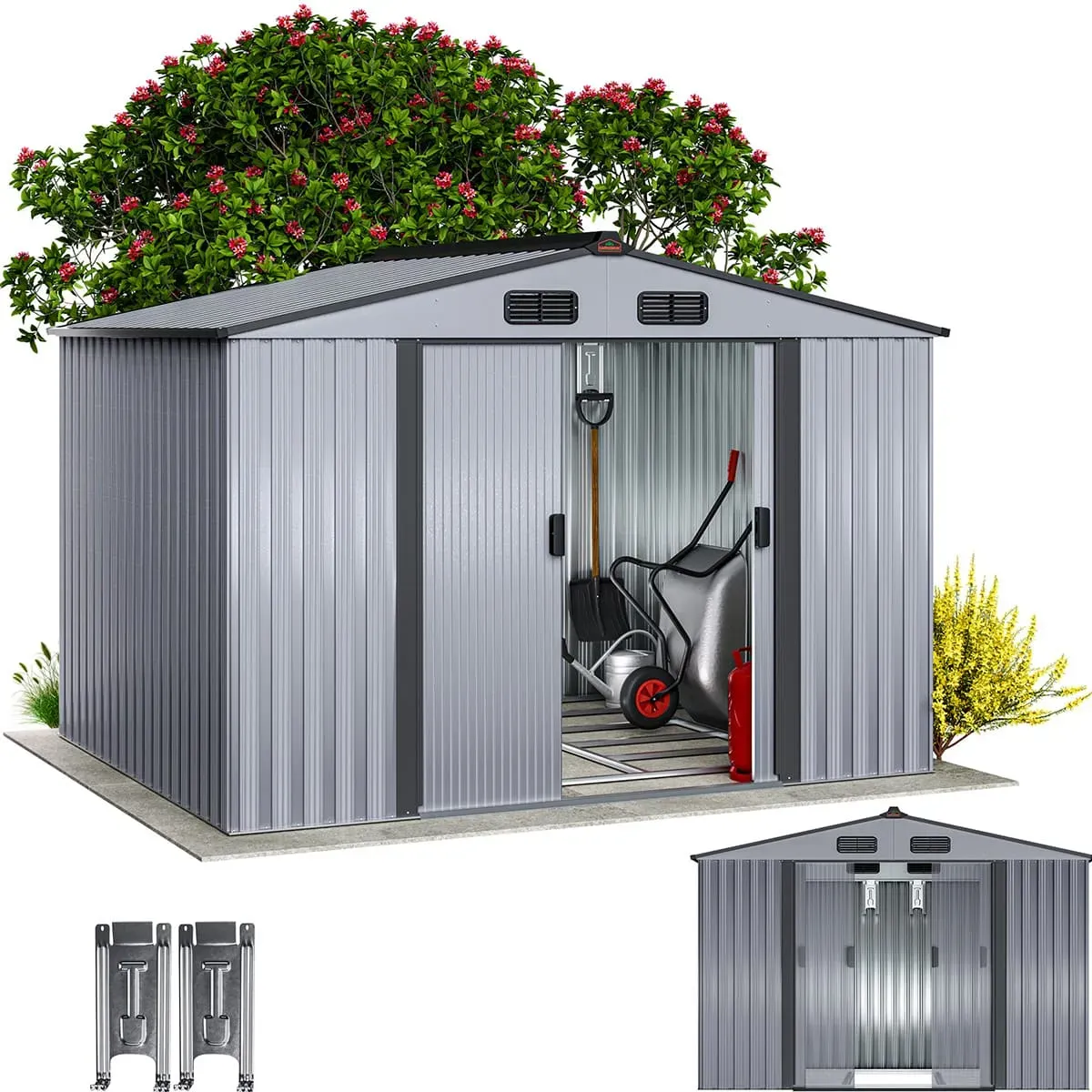 Geräteschuppen Grau-Metallic Metall 260x205x180cm