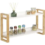 Wenko Wandregal Finja, modernes Wohnregal im Scandi Chic, vielseitig einsetzbare Ablage für Accessoires, Bücher, aus hochwertigem, nachhaltigem Bambus kombiniert mit MDF, 62,5 x 35 x 15 cm, Weiß/Natur