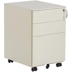 Aktenschrank Metall hellbeige 3 Schubladen mit Rollen CAMI