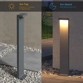 doporro Außenleuchte Aluminium/Edelstahl/Glas 10x6x60 cm IP65 wetterfest 6W 3000K Sandgrau dunkel