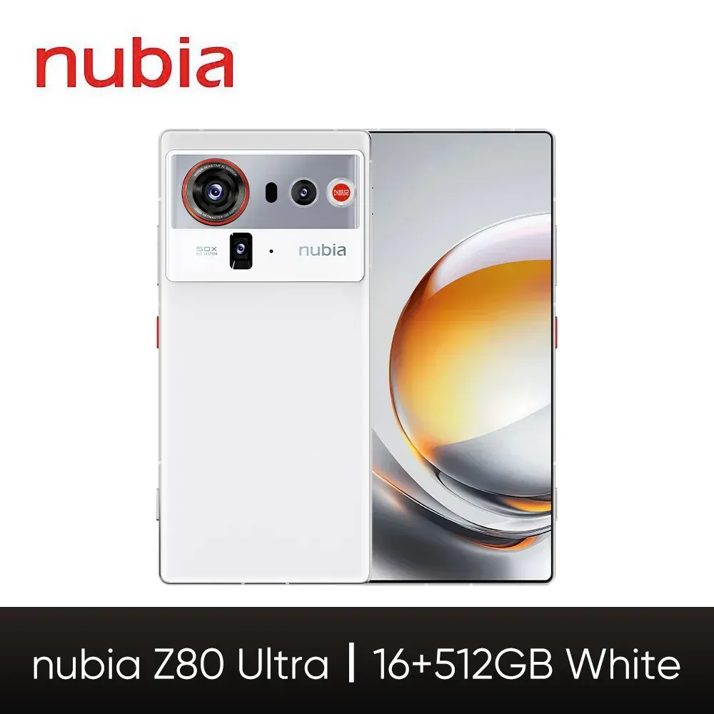 ZTE nubia Z80 Ultra 5G Smartphone 12+256Gb/16+512Gb/1Tb Globale Version Snapdragon 8 Elite Gen 5 7200Mah 6,85'' 144Hz Oled-Display 90W Schnellladung 64Mp+50Mp Ai Kamera NFC Google Play