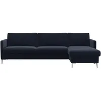 FLEXLUX Ecksofa »Fiore, super Sitzkomfort durch Kaltschaum im Sitz, L-Form«, schmale Armlehnen, Füße Alu blau