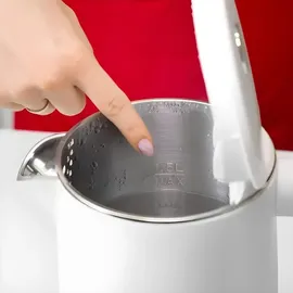MPM MCZ-120 Wasserkocher 1,5L mit Doppelwand-Design, Temperaturregelung 40-100°C, Edelstahl-Innenbehälter, 2200W, Geräuscharm, Weiß