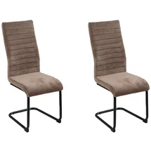 Home4You Schwingstühle 2er Set, Braun - Schwarz - Cordbezug - Metall - 2er Set