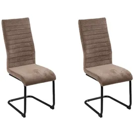 Home4You Schwingstühle 2er Set, Braun - Schwarz - Cordbezug - Metall - 2er Set