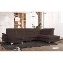 Wohnlandschaft SIT & MORE "Astoria U-Form", braun, B:327cm H:91cm T:225cm, 100% Polyester, Sofas, wahlweise mit motorischer Relaxfunktion