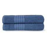 Good Morning Badetuch »Uni Towels«, (2 St.), mit gewebtem Rand, blau