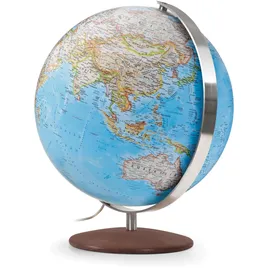 Raethgloben 1917 Verlags Fusion 3001 Classic Leuchtglobus, Meridian Edelstahl, Echtholzfuß / Räthgloben