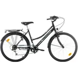Multibrand Distribution Probike 26 Zoll City Fahrrad Urban Cityräd 6-Gang Damen, Herren, Mädchen, geeignet ab 155 cm - 175 cm (Schwarz glänzend)
