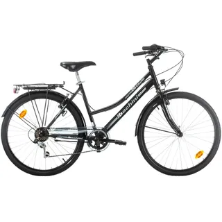 Multibrand Distribution Probike 26 Zoll City Fahrrad Urban Cityräd 6-Gang Damen, Herren, Mädchen, geeignet ab 155 cm - 175 cm (Schwarz glänzend)